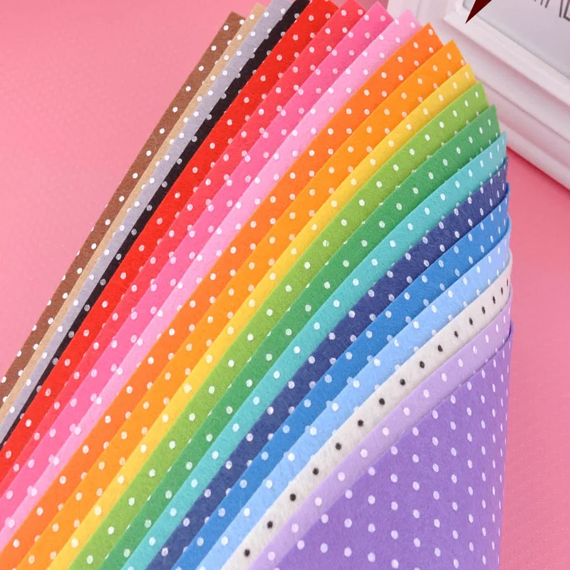 Felt Fabric Polka Dot Printed 20 MIX COLORs multi Polyester DIY non-woven 29x29cm Decoration ONLY Good quality