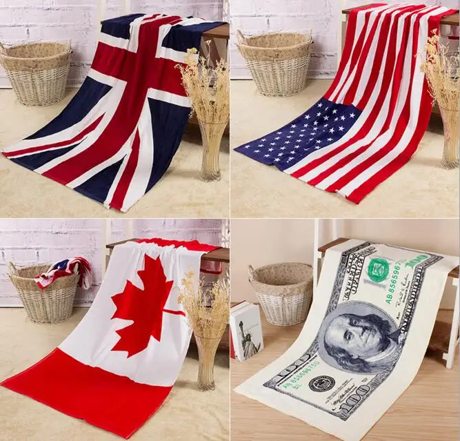 Cotton and Polyester Beach Towel, Bath Towel, US, English, Union, Europe Dollar, Creative Home Textile, Travel Use, RN305, New