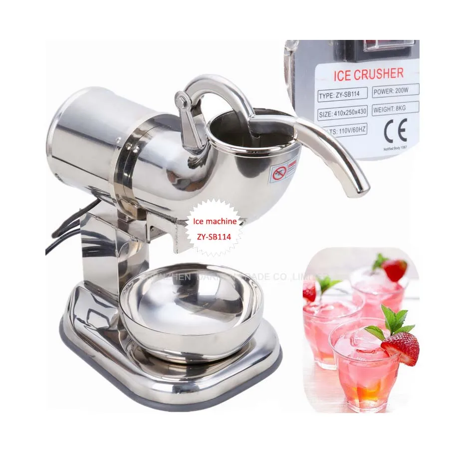 

Electric Ice Shaver 110v/220v ZY-SB114 Fully Stainless Steel Snow Cone Machine Ice Crusher Maker