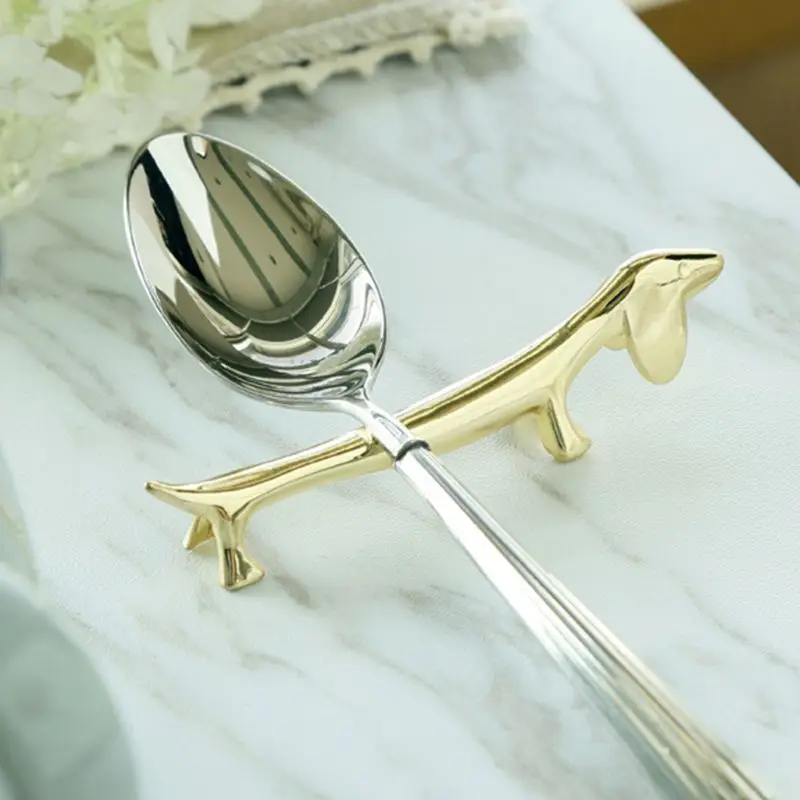 Zinc Alloy Lovely Dog Chopsticks Stand Rack Spoon Fork Knife Rest Storage Table Holder Decoration Party Supplies Gift