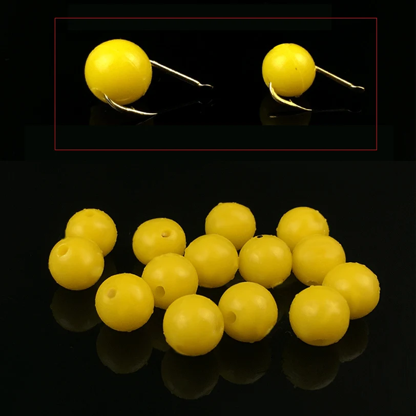 L102S 50PCS/Lot 8mm or 10mm Yellow Color Smell of Round Soft Fishing Floating Beads Fishing Rubber Beans Lures Top Grade