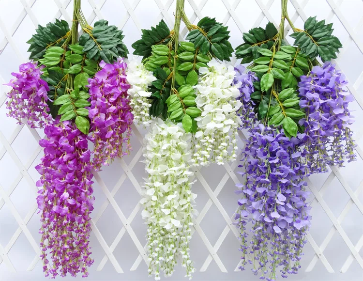 Vine Artificial Flowers wisteria simulation rattan flower bracketplant string plant Home wall decoration for wedding