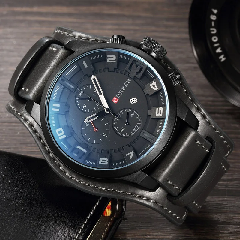 Luxury Brand CURREN Mens Watches Military Sports Men Watch Quartz Date Clock Casual Leather Wrist Watch Relogio Masculino 8225