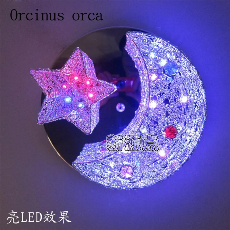 

Cartoon romantic warm star moon led ceiling lamp creative children's room bedroom lamp free hipping