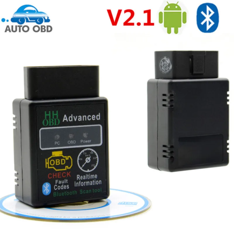 HHOBD Advanced ELM327 Bluetooth OBD2 V2.1 Check Fault Code Erase Trouble HH OBD V2.1 Code Scanner for Car Diagnostic FREE SHIP