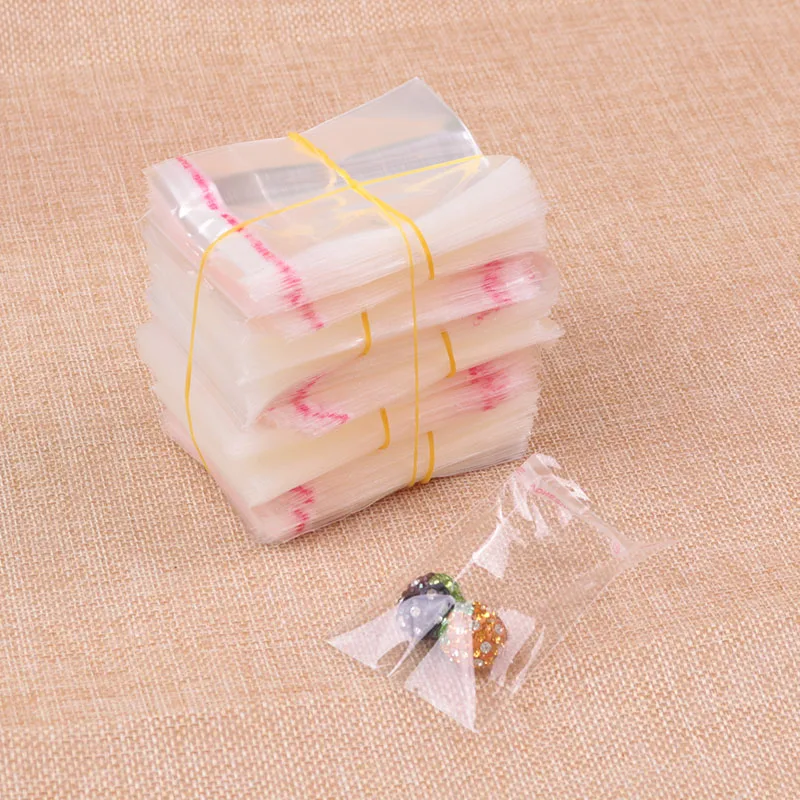 1000pcs/lot 3x3+2cm Clear Plastic Bag Resealable Cellophane Poly Bags Mini Opp Bag Self Adhesive Seal Jewelry Packaging Bag