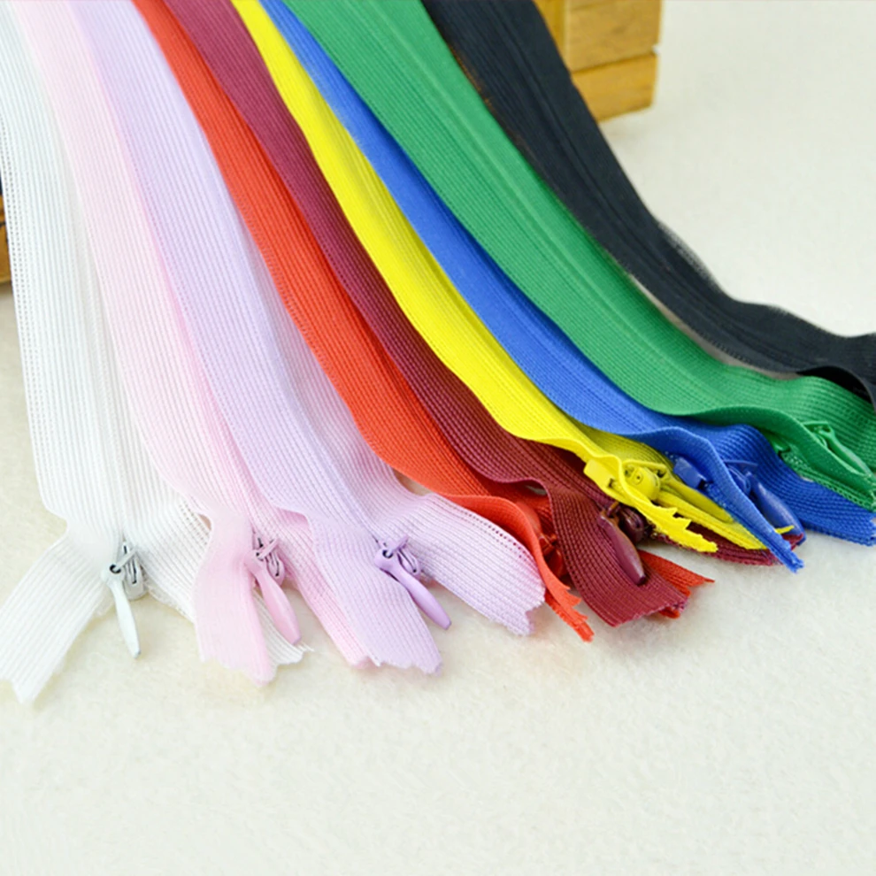 Invisible Nylon Zipper, Polyester Color Door Zipper, DIY Clothing, Sewing Supplies, 50cm, 50 PCs/Lot