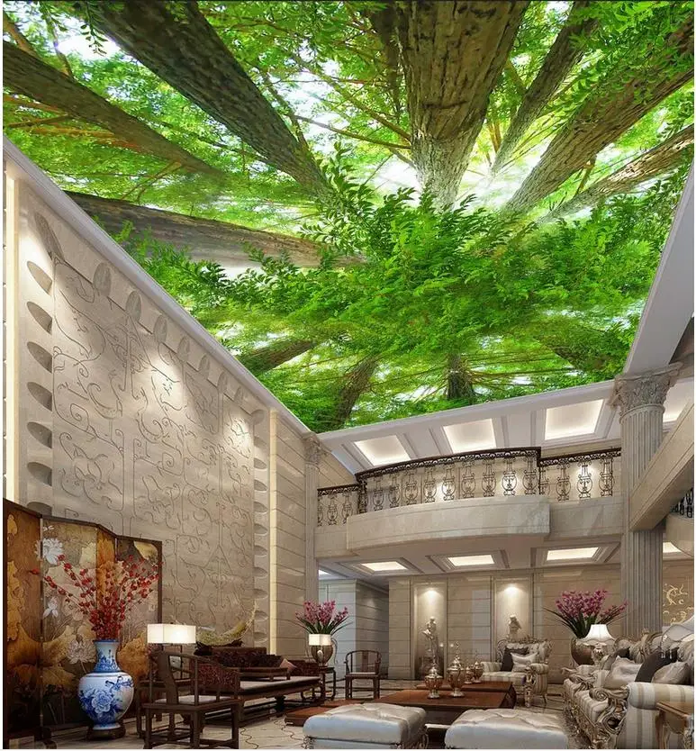 

Forest sky ceiling frescoes Landscape wallpaper murals ceiling custom 3d wallpaper murals ceilings