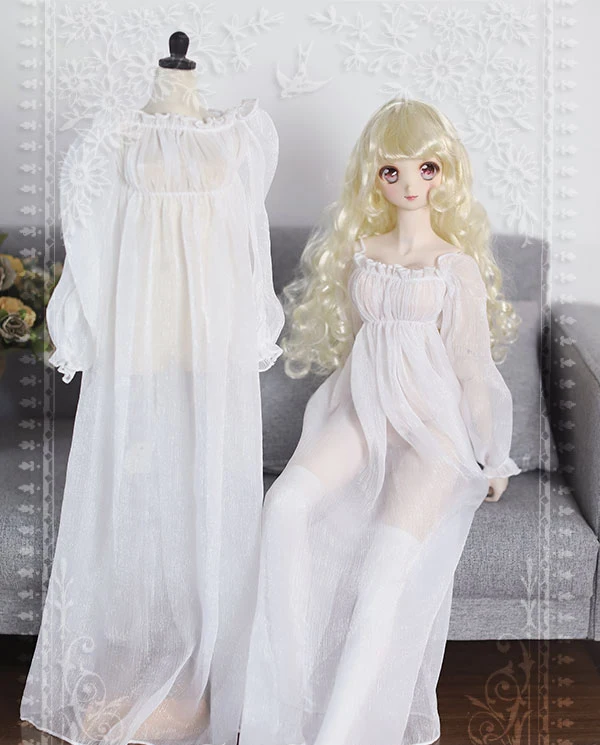 D01-P254 الأطفال اليدوية لعبة 1/3 1/4 إكسسوارات دمي BJD/SD ملابس دمى الأبيض فتاة فستان سهرة 1 قطعة