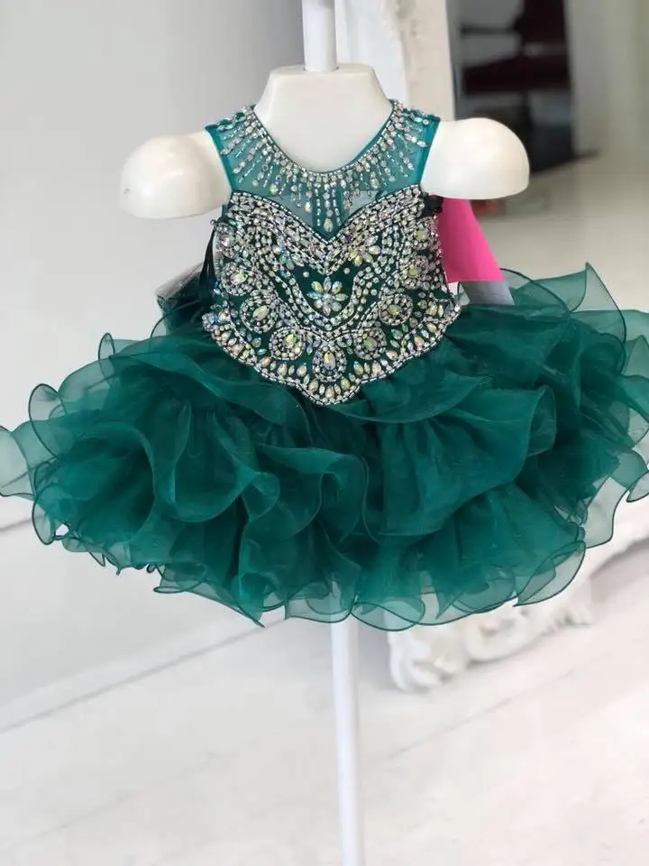 Cupcake ๆน้อยๆสาวชุด 2019 Hunter Glitz ประกวด Gowns สำหรับเด็กทารกเด็กวัยหัดเดินรูปภาพจริง