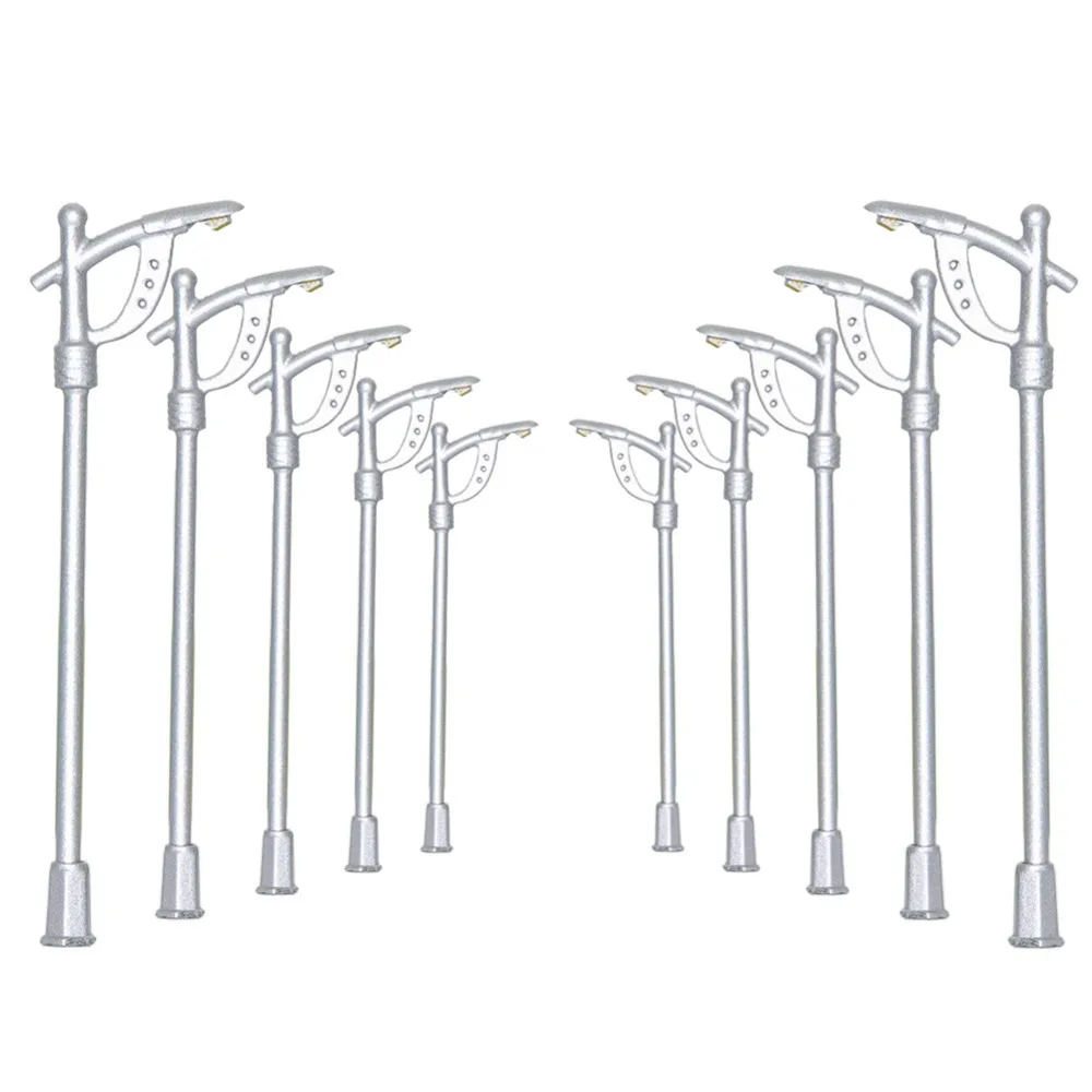 

LNH10 10pcs Model Railway Metal Lamps Street Lights N Scale 1:160 LEDs Warm White