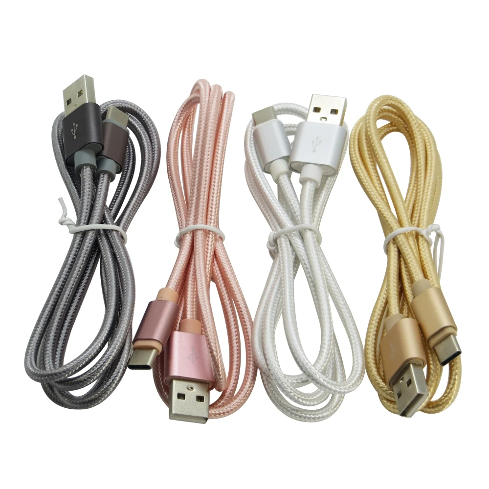 

50pcs/lot 1M 3FT Braided Nylon USB-C Type C Cable for Macbook Google Xiaomi Type C Mobile Phone Tablets Devices