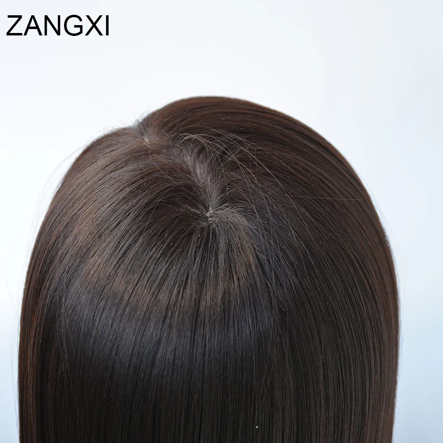 Cabeza de maniquí sintético para trenzas, cabeza de pelo marrón, peinados, maniquí femenino para peluquería, cabeza de entrenamiento