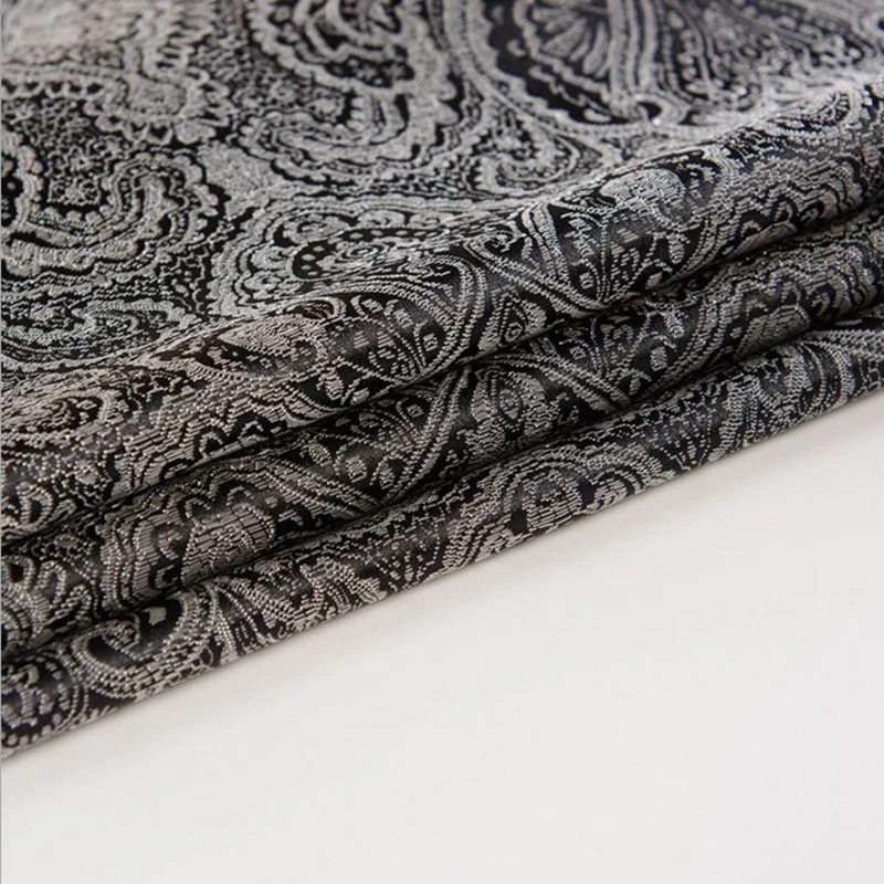 France imported black jacquard tapestry satin 3D jacquard brocade fabric for dress cushion cover curtain patchwork 114cm width