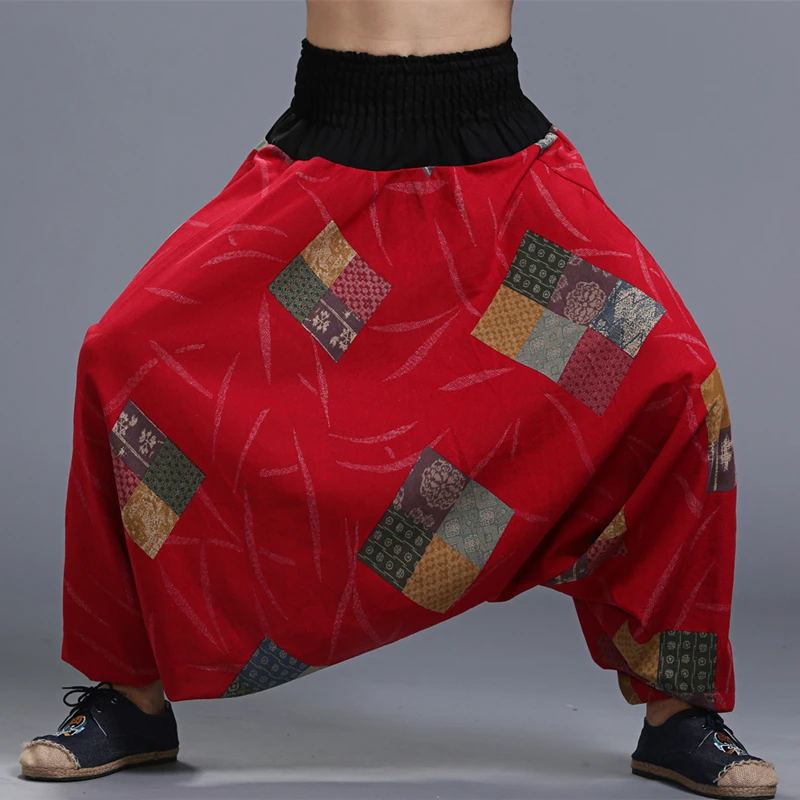 Nepal Style Pants Men Long Trousers Cotton Crotch Pants For Male Cross Pants Joggers Ethnic Bottoms Pantalon Homme Broek Mannen