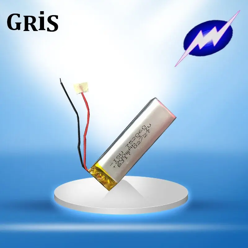 Bateria de polímero de lítio 3.7v 752060 900mah mp3 mp4 bluetooth, célula recarregável com clipe de som li-ion