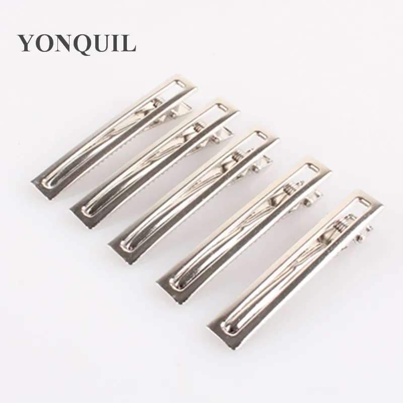 100Pcs/Lot Great Silver Flat Metal Hollowed-Out Prong Alligator HairClip Barrette Hairpins for Bow Headwear DIY Hair Accessories