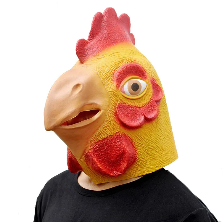 Animal rosto cheio galo máscara halloween prop carnaval látex borracha cabeça de frango máscaras trajes fantasia vestido festa suprimentos