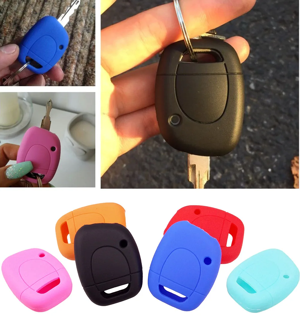 Silicone Car Key Cover Remote Shell Case Fob Fit For Renault Twingo Clio Kangoo Master Vauxhall Movano Holder Protector