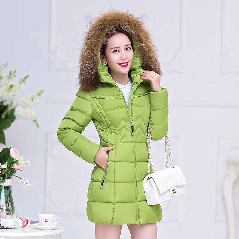 Mùa đông Ấm Phụ Nữ Parkas Dài Cotton Mỏng Rắn Nữ Choàng Sửa Chữa Eo Phụ Nữ Áo Khoác của Bông Dày Độn Áo Khoác