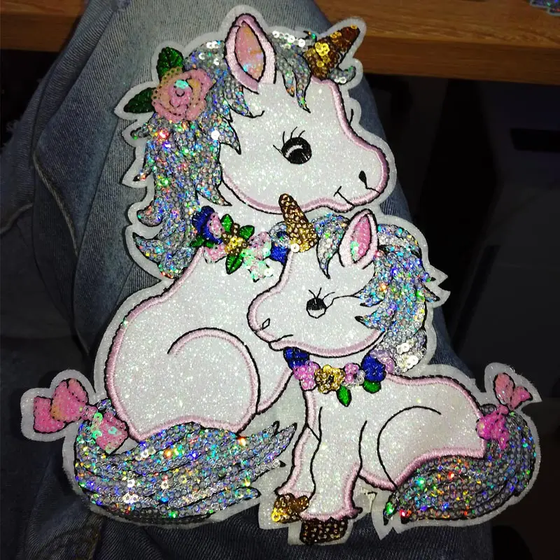 

DIY Cloth Unicorn Patch Sequin Applique For Clothes Sew on Patches For Clothing Cartoon Patch DIY Appliques On Clothes Stickers