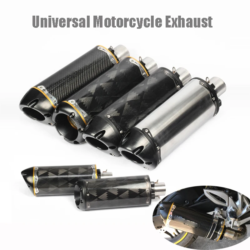 

51mm Carbon Fiber Motorcycle Exhaust Tip Pipe Baffler Muffler Exhaust Silencer for Universal MT07 FZ09 Z800 Z900 Ninja 250 300