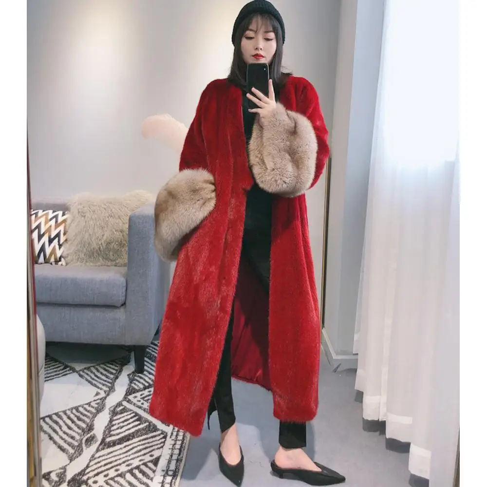 Women's Imported Mink Fur Coat Women's Autumn And Winter New Fur Coat Women's Long Mink Fur Warm Jacket