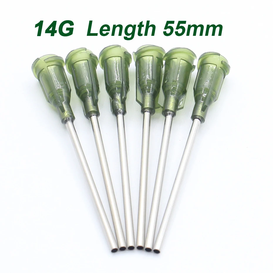 100pcs 14-25G 55mm Precision passivated S.S. Dispense Tip with PP Safetylok hub, glue dispenser needles