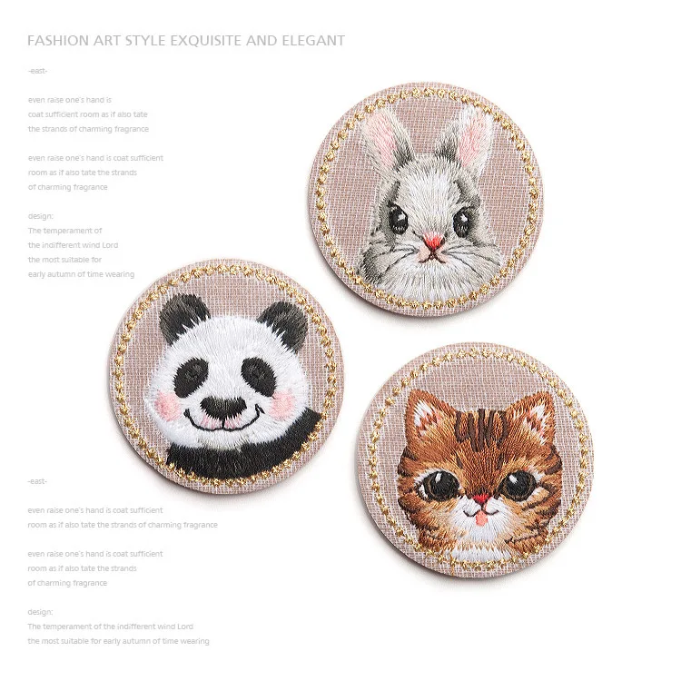 3Pcs/lot Panda Cat Rabbit Embroidery Iron on Sew on Patches Clothing Applique DIY Hat Coat Dress Pants Accessories Cloth Sticker