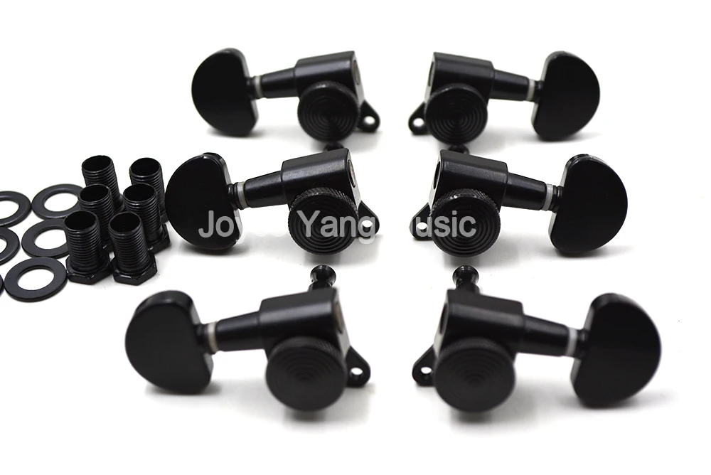 Black Semicircle Locking Acoustic Electric Guitar Tuning Pegs Tuners Machine Head 6R/3L+3R Free