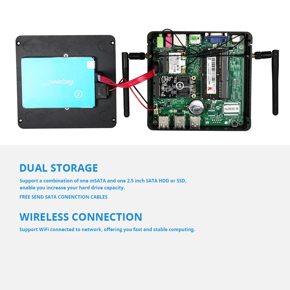 Imagem -06 - Mini pc Fanless com Intel Celeron N2830 Hdmi Display Vga 5x Portas Usb Gigabit Ethernet Suporte Windows e Linux Computador Robusto