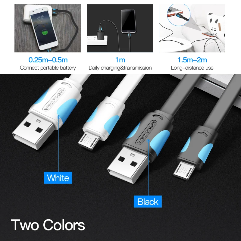 Vention Micro USB2.0 kabel do telefonu komórkowego kabel ładujący Super ładowarka 1.5m 1m 2 kabel USB do synchronizacji danych do kabla Samsung