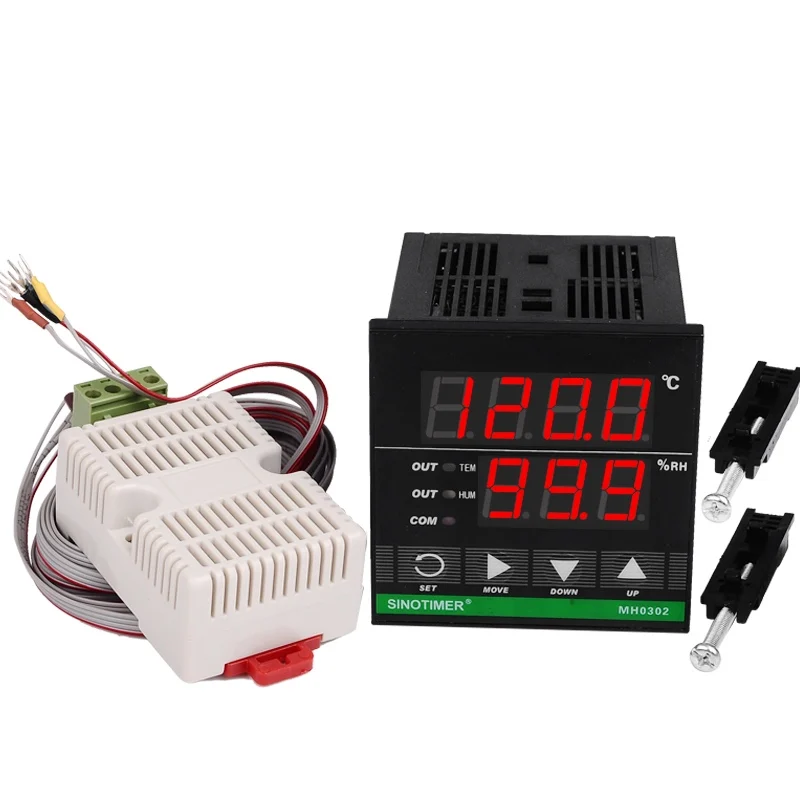 72*72mm Digital Temperature and Humidity Controller MH0302 with 3m Sensor for Heat Cool Humidification or Dehumidify