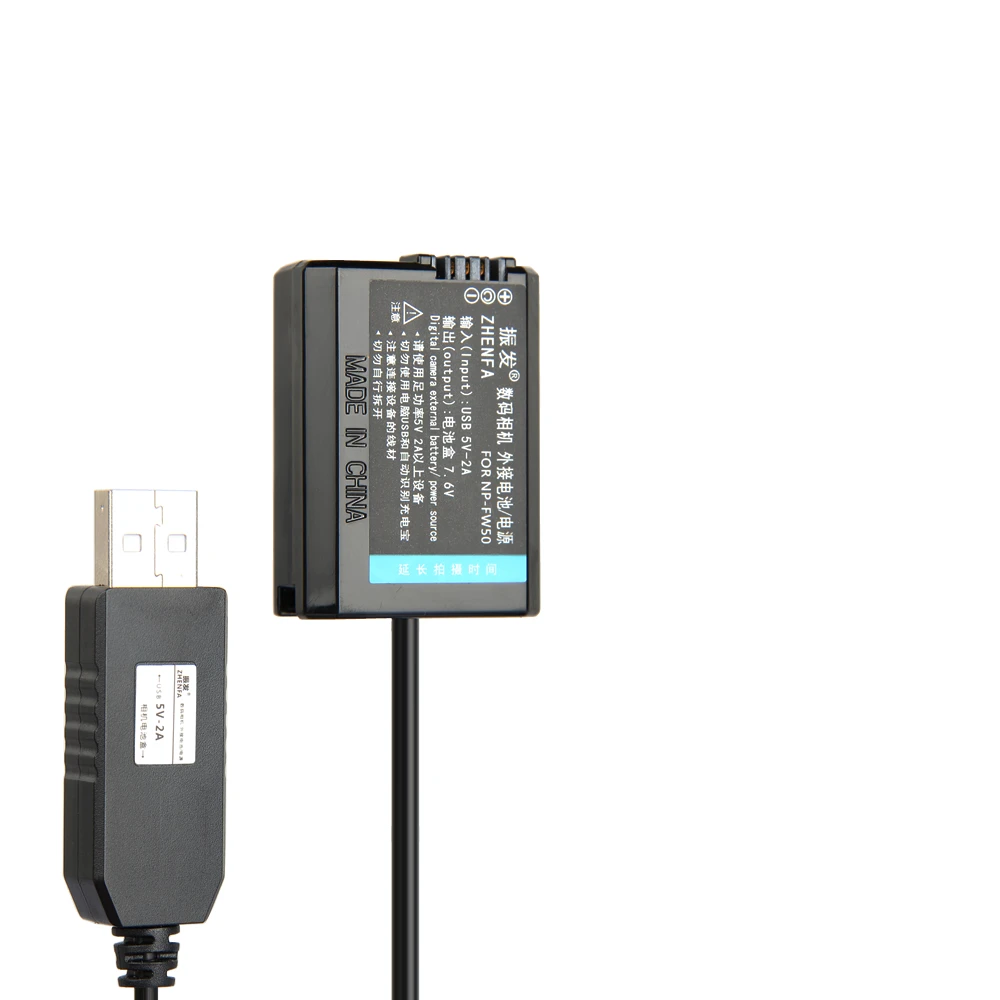 fw50 dummy battery 5V USB AC-PW20 Power Adapter For Sony A7M2 A7R2 A7S A7S2 NEX-7 5N F3 5R 6 3 Alpha 7R II Camera A3000 A5000