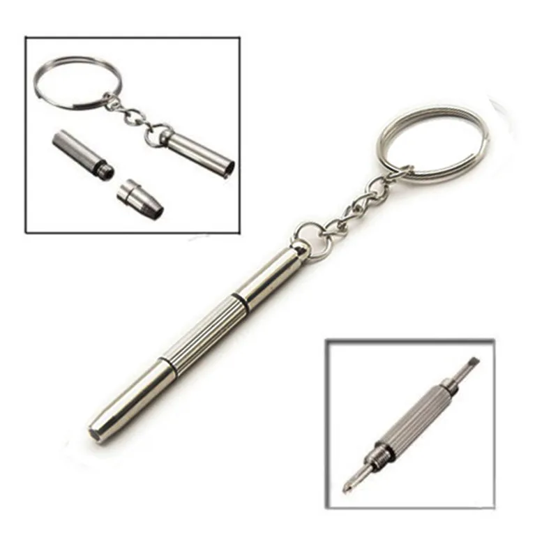 Mini Key Chain Ring with Screwdriver for Glasses, Phone,Watch, Multifunctional Small Screwdriver, Clock Screw Repair Tool