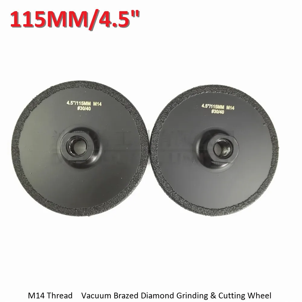 

2pcs Diameter 115MM Vacuum Brazed diamond flat grinding wheel M14 #30 4.5 inches Shaping wheel for marble granite