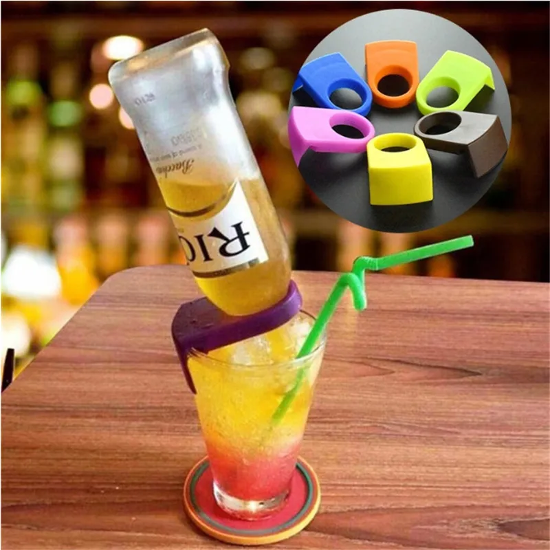 6 Pieces Beer Bottle Holder Clips Set for Schooner & Goblet Glasses (Random colors 6 Pieces mixed)