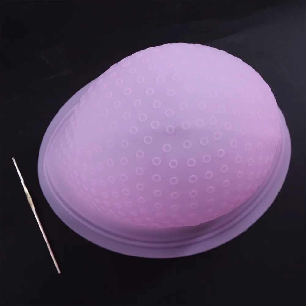 1pcs Silicone Hair Coloring Cap with Hook Needle Hair Coloring Highlighting Reusable Caps Frosting Dyeing Color Styling Tools