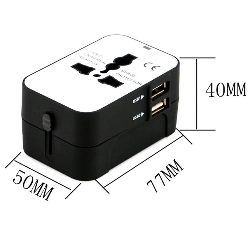 Universal AU US UK EU 2 USB Travel Plug Adapter All In One Wall AC Power Charger Plug Converter Socket For Mobile Phone Pad Fan