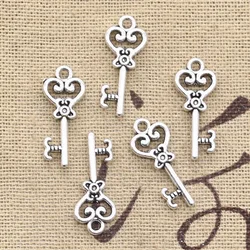 20pcs Charms Vintage Skeleton Key 21x9mm Antique Making Pendant fit,Vintage Tibetan Bronze Silver color,DIY Handmade Jewelry