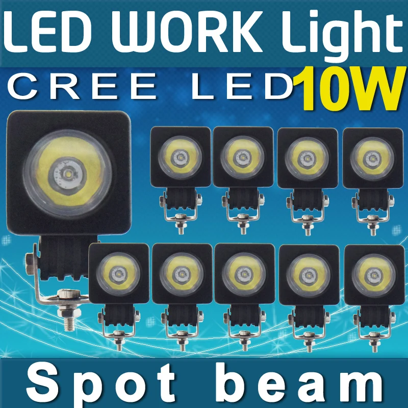 

Tkeapl THTMH 10 pcs LED 10W 800LM Spot Work Light Offroad Vehicle Driving UTE Boat Bike