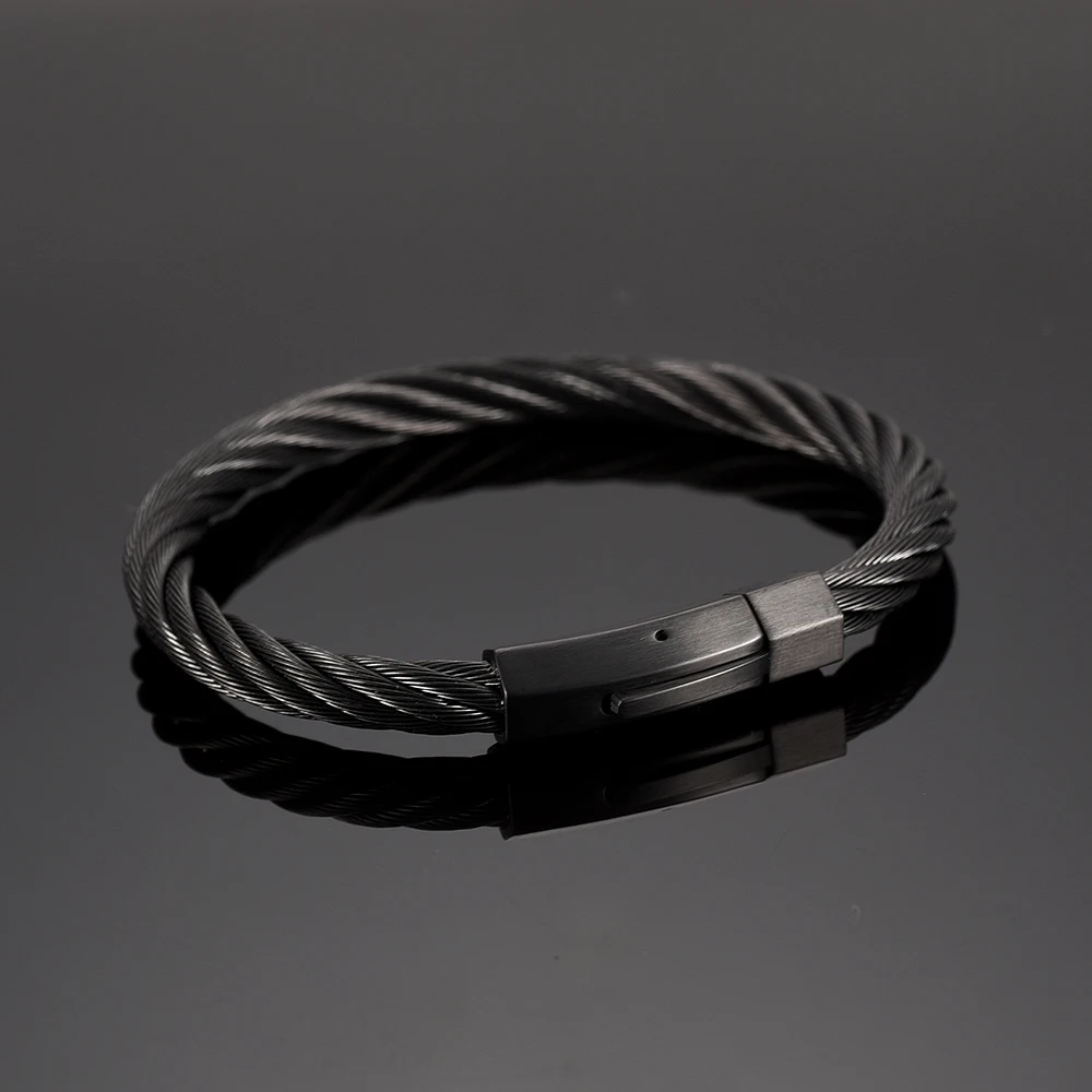 IJB0529 4 Colors Fashion Stainless Steel Triple Many Stackable Cable Wire Twisted Bangle Bracelets Cheap Sale
