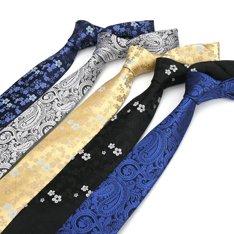 High Quality Men's Tie Paisley Skinny Ties Wedding Shirts Necktie For Men Paisley Cravate Business Pour Homme Rouge Slim Bowknot