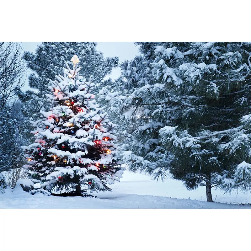  Christmas Tree Photo Background Winter Snow Photography Backdrop Video Studio Party Decoration Props Printed 7x5ft 120