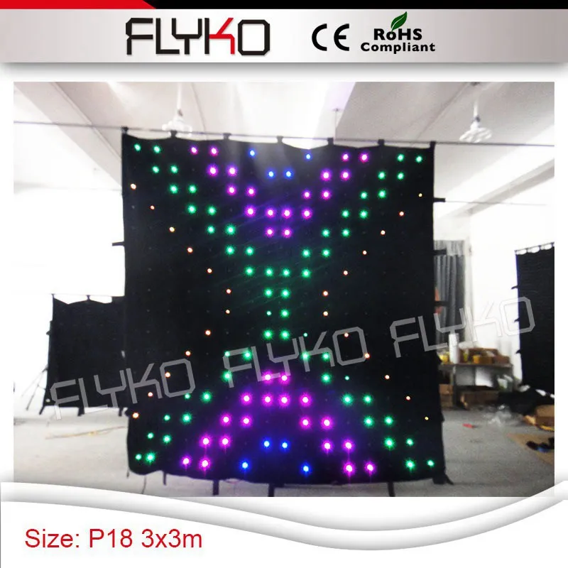 P180mm 3M*3M good quality vision backdrop led curtain video dj booth table led mesh curtain