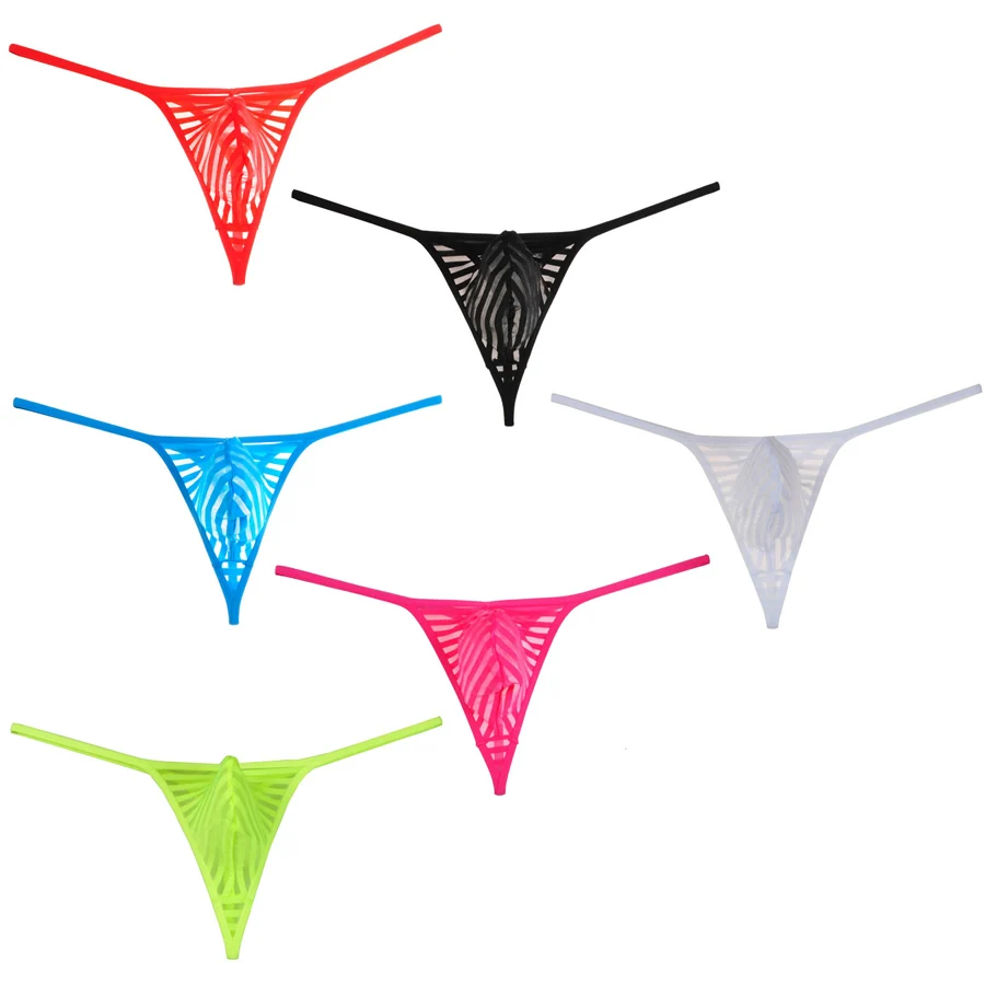 

6PCS/Lot Sexy Bikini See-Through Male Thong underwear Transparent Mesh Men's Thongs Elastic Stretch G-strings Mini Shorts