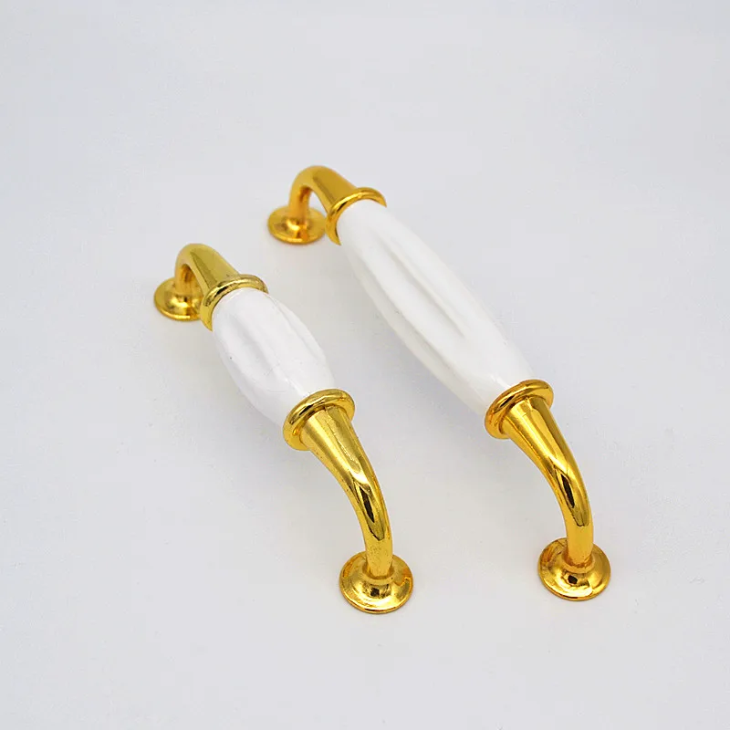 White Ceramic Furniture Handles Drawer Pulls Closet Handle Kitchen Cabinet Handles Gold