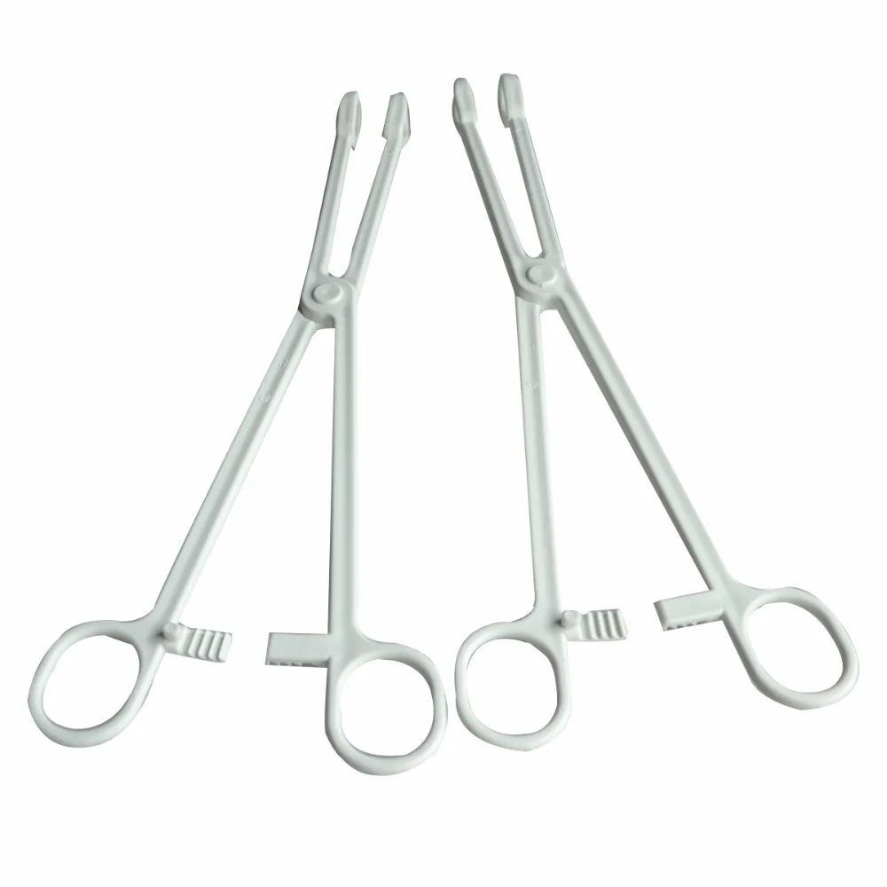 5Pcs/Lot Dental Disposable Plastic Hemostatic Forceps White Color Dentistry Equipment White Scissors Curved Tip Length 9.45 Inch