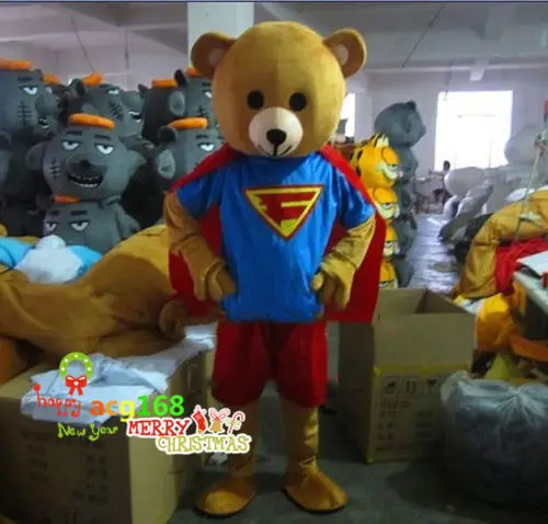 New Adult Best Sale Foam Cute Super Bear Mascot Costume Christmas Fancy Dress Halloween Mascot Costume