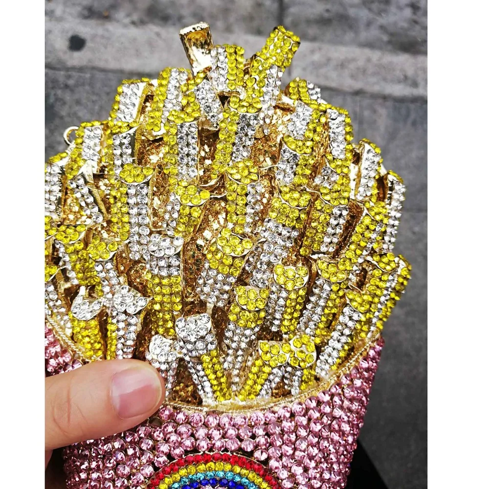 Chips Diamond Women Clutches Bags Lady Evening Clutch Bags Dinner Purse Party Handbag Crystal Evening Pink Yellow Bag SC798